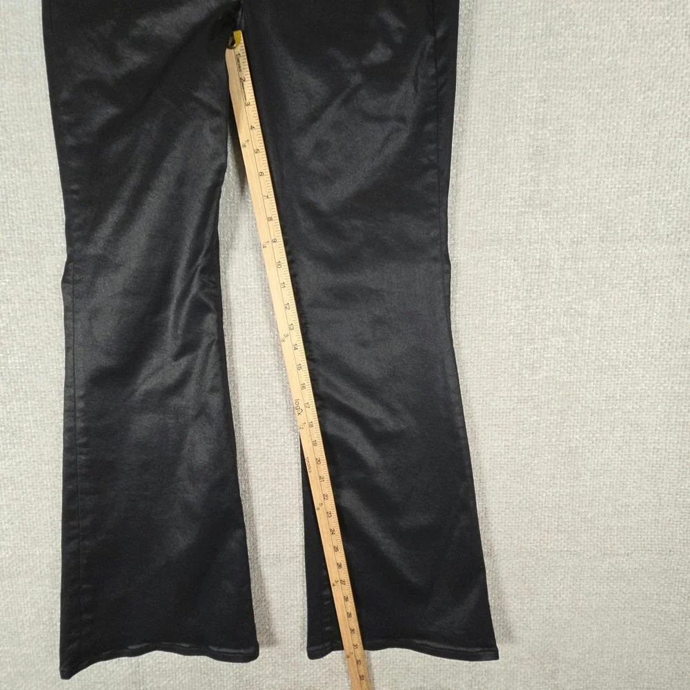 Express Womens Black Coated‎ Super High Rise Flare Pants Size 12R Faux Leather